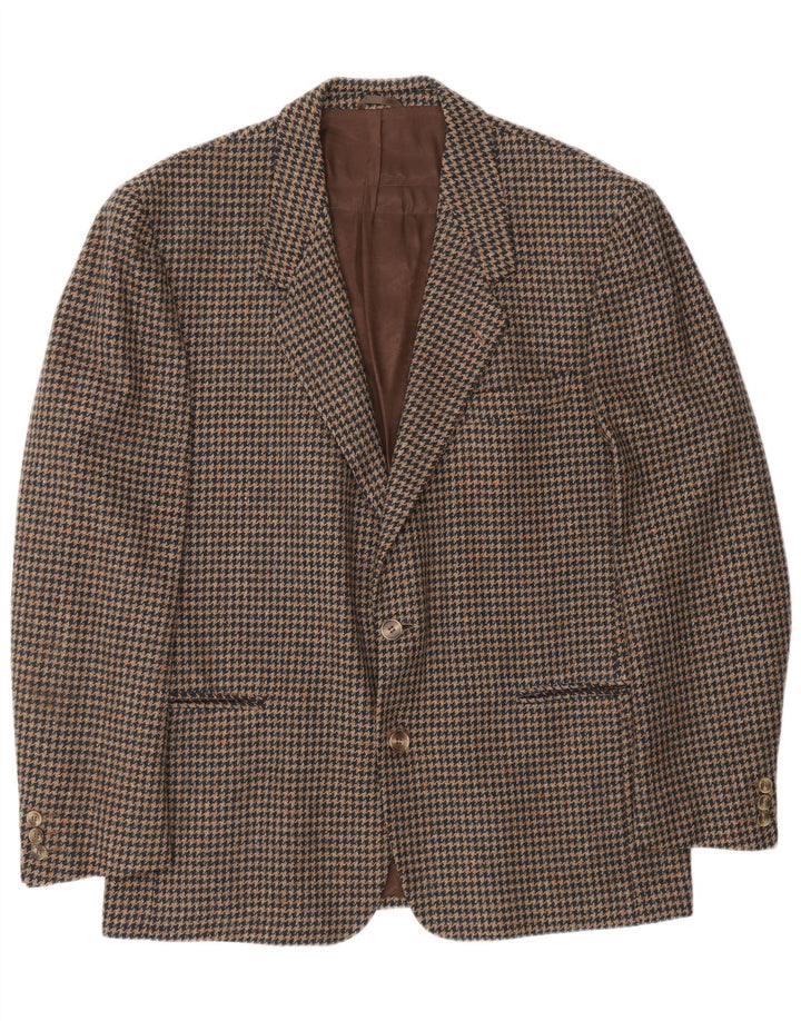 Lanificio Campore Mens 2 Button Blazer Jacket UK 40 Large Brown Houndstooth
