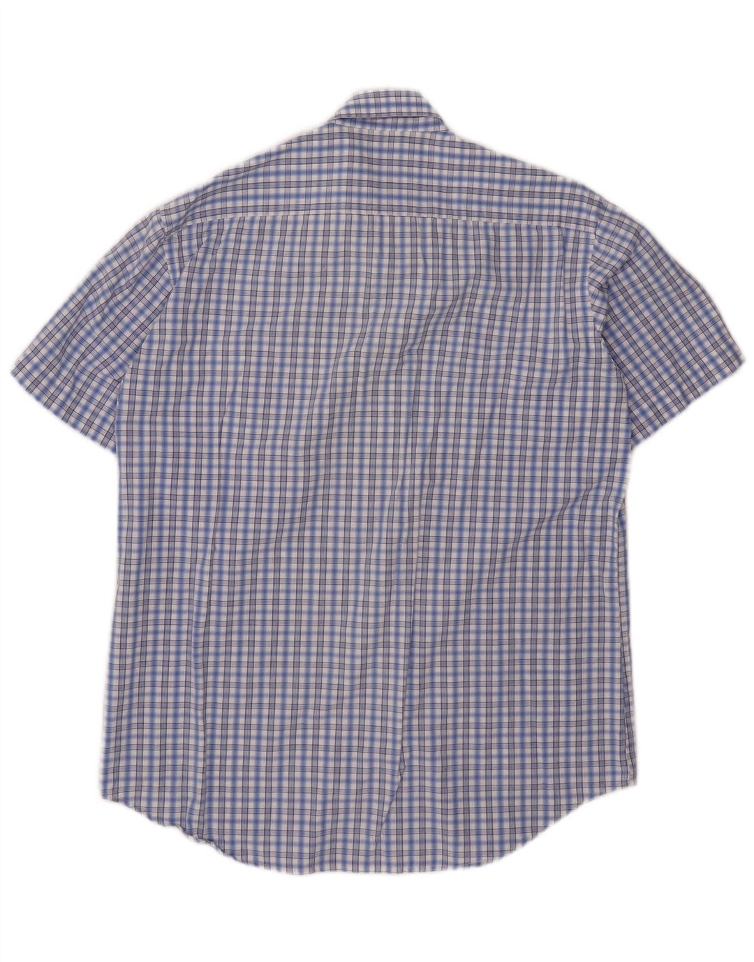 Carrera Mens Short Sleeve Shirt Large Blue Check Cotton