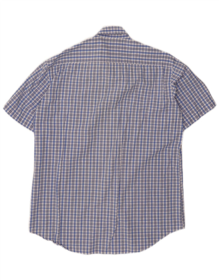 Carrera Mens Short Sleeve Shirt Large Blue Check Cotton