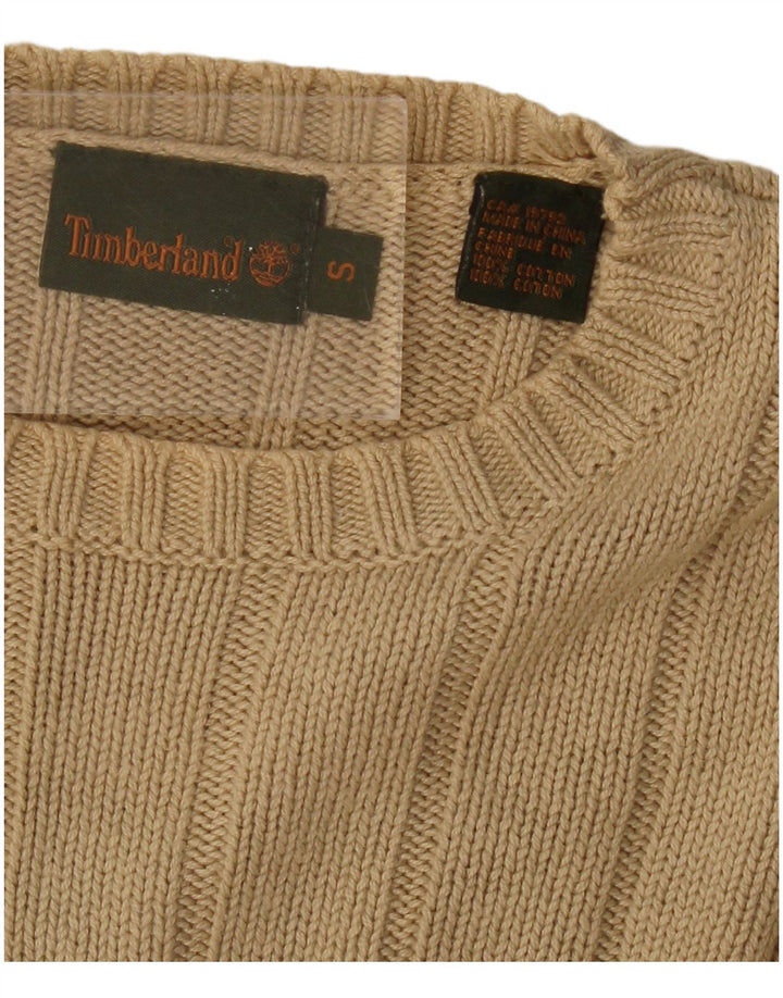 TIMBERLAND Mens Crew Neck Jumper Sweater Small Beige Cotton