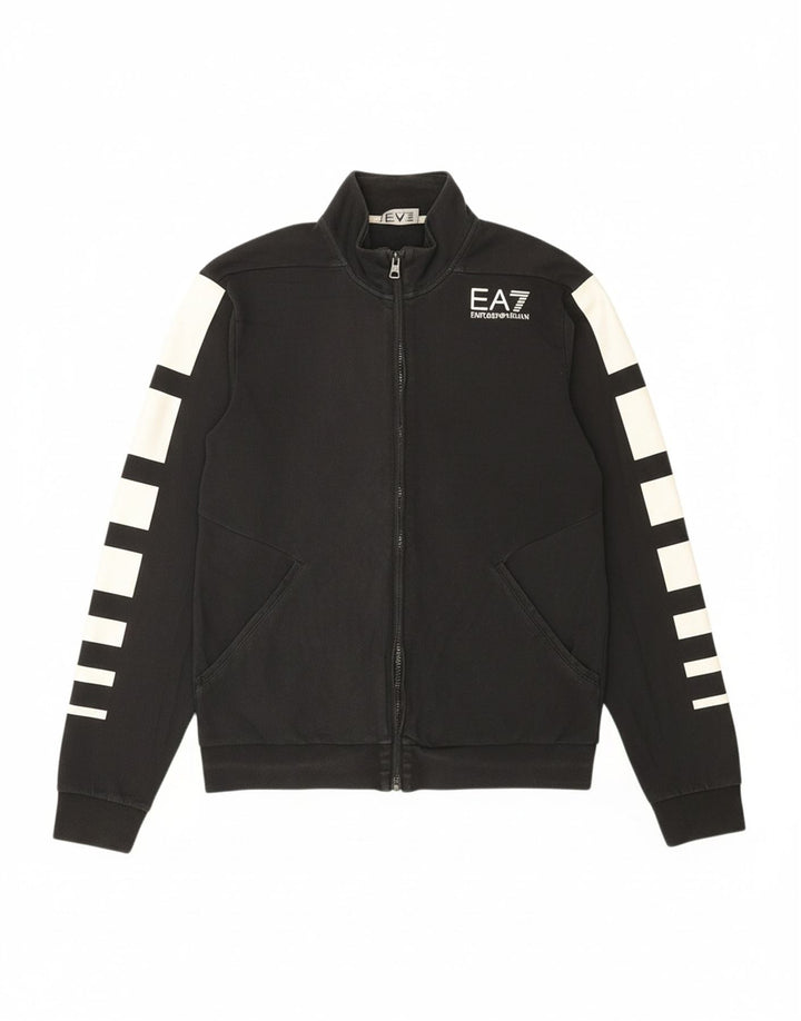 EMPORIO ARMANI Mens Graphic Tracksuit Top Jacket Medium Black Colourblock