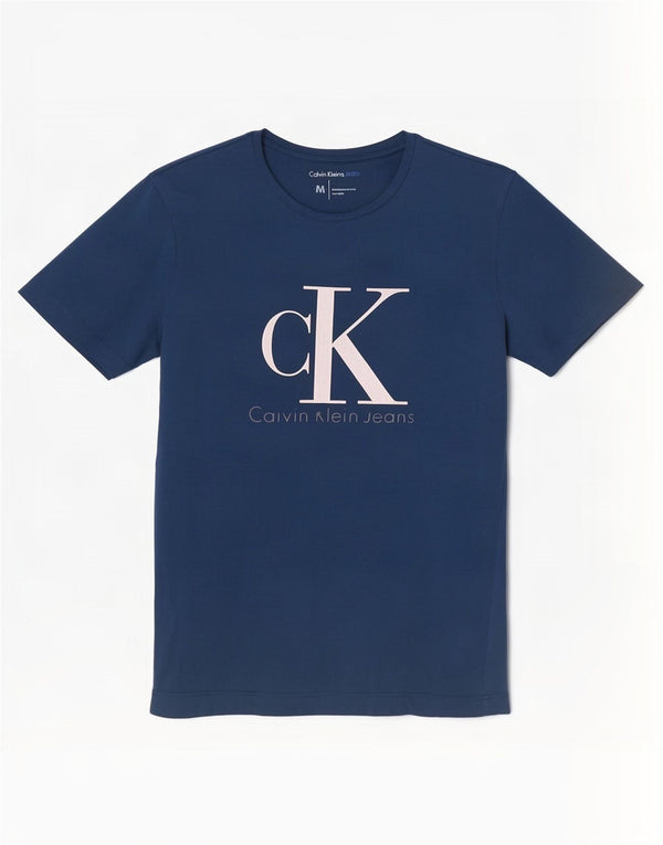 Calvin Klein Jeans Mens Graphic T-Shirt Top Medium Navy Blue Cotton