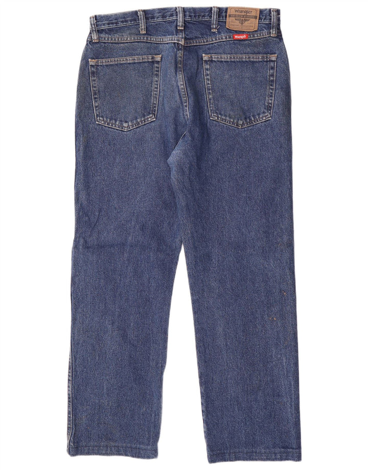 Wrangler Mens Regular Fit Straight Jeans W35 L30 Blue Cotton