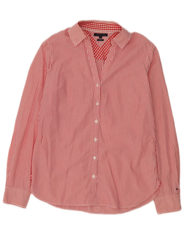 Tommy Hilfiger Boys Fitted Shirt 9-10 Years Red Striped Cotton