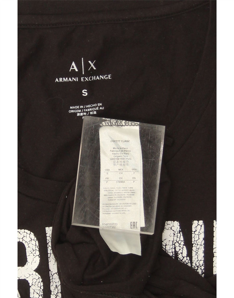 ARMANI EXCHANGE Womens Graphic T-Shirt Top UK 10 Small Black Cotton Vintage Armani Exchange and Second-Hand Armani Exchange from Messina Hembry 