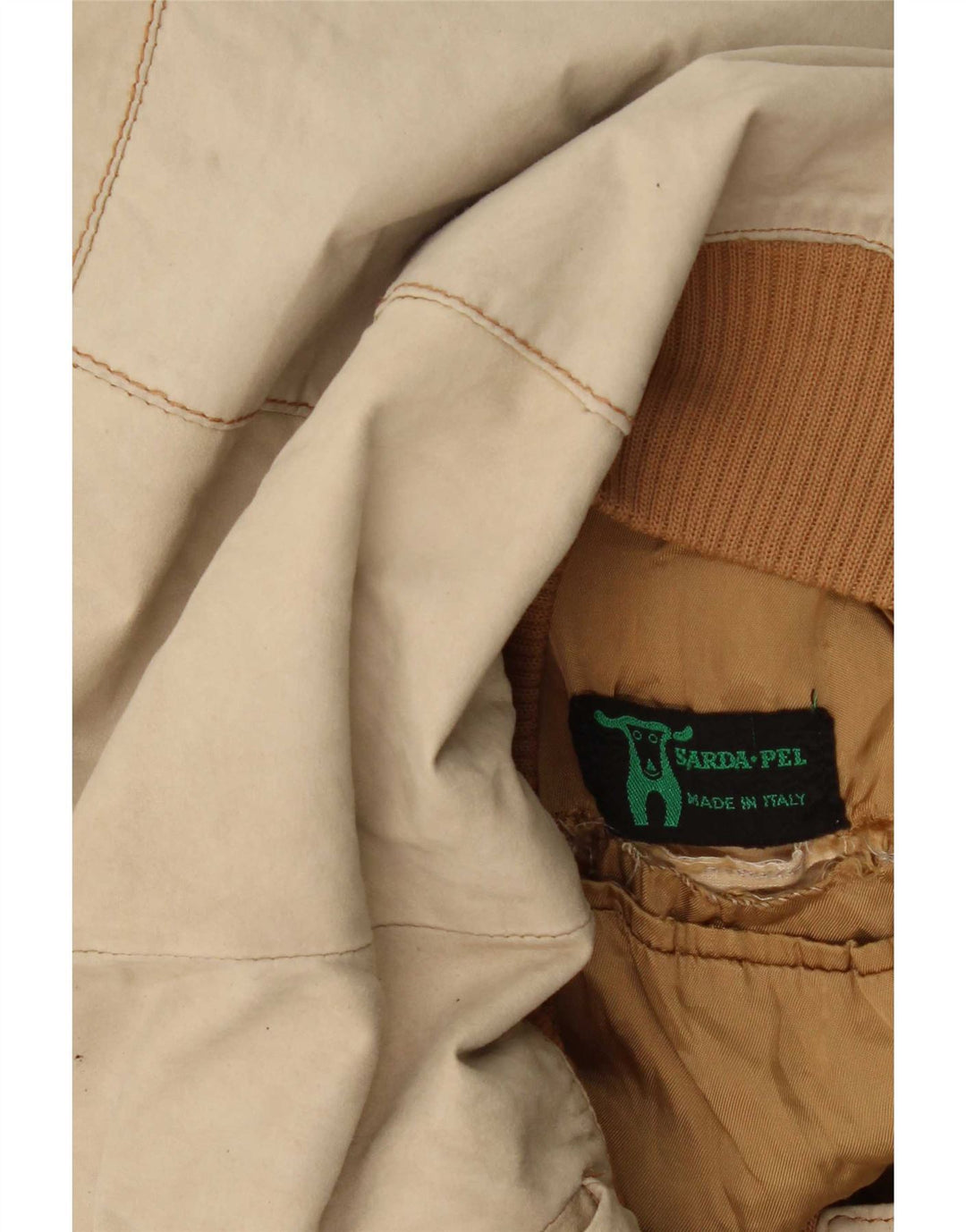 Vintage Womens Bomber Leather Jacket UK 14 Medium Beige