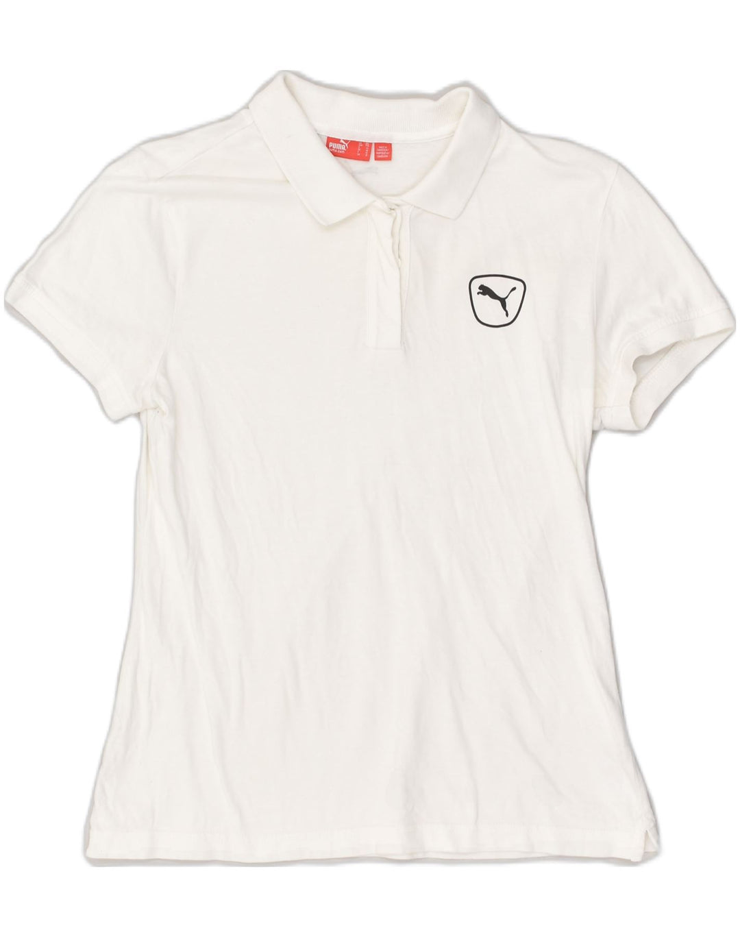 PUMA Womens Slim Polo Shirt UK 18 XL White Cotton | Vintage Puma | Thrift | Second-Hand Puma | Used Clothing | Messina Hembry 