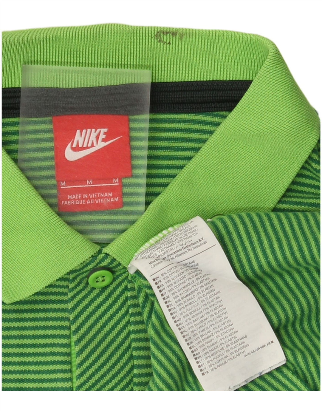Nike Mens SV Werder Bremen Polo Shirt Medium Green Striped Cotton