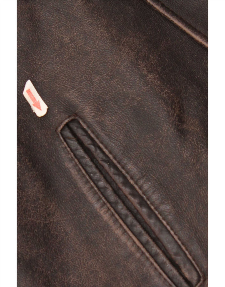 Vintage Mens Leather Jacket UK 40 Large Brown Leather