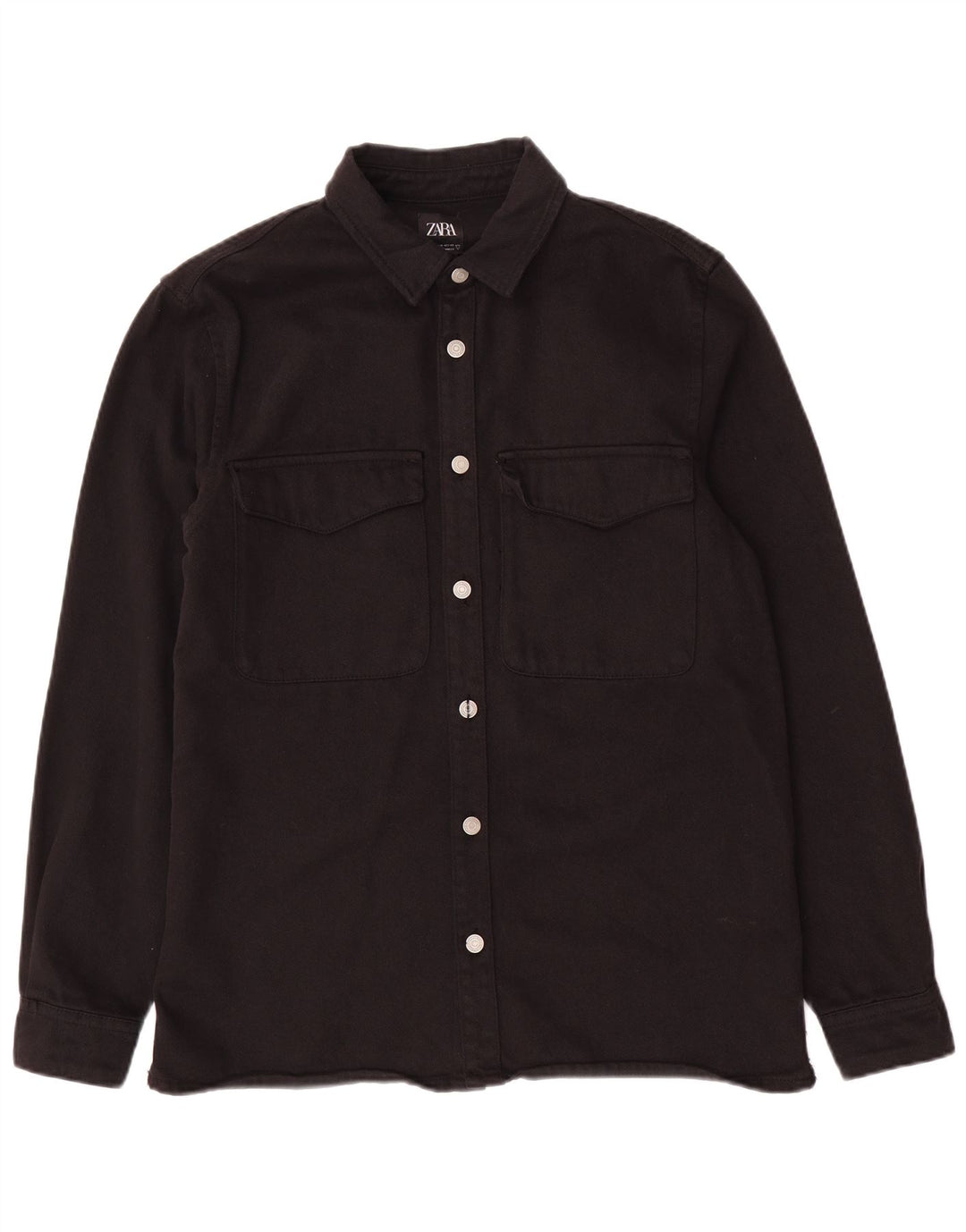 Zara Mens Relaxed Fit Denim Shirt Medium Black Cotton