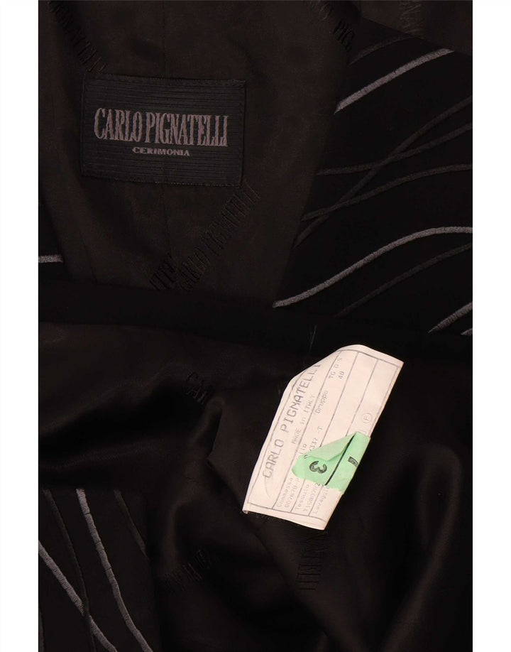 Carlo Pignatelli Mens Waistcoat IT 48 Medium Black Striped Acetate