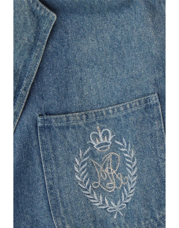 Vintage Womens 2 Button Denim Blazer Jacket UK 18 XL Blue