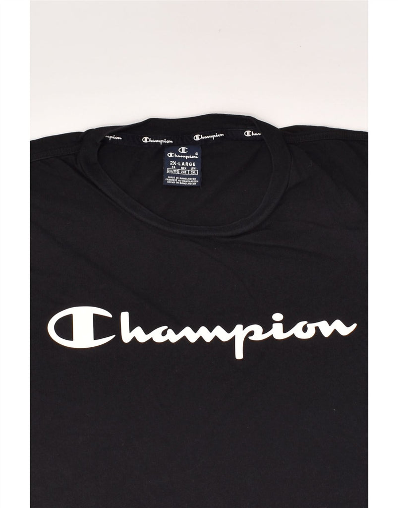 CHAMPION Mens Slim Graphic T-Shirt Top 2XL Black | Vintage Champion | Thrift | Second-Hand Champion | Used Clothing | Messina Hembry 