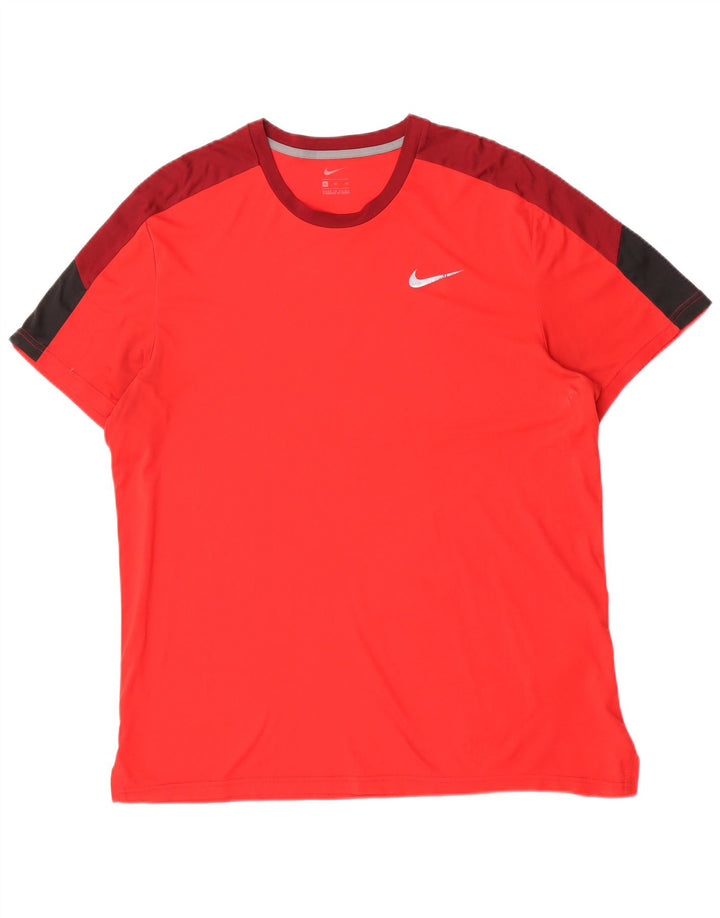Nike Mens T-Shirt Top XL Red Colourblock Polyester