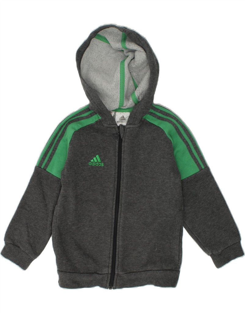 ADIDAS Boys Graphic Zip Hoodie Sweater 2-3 Years Grey Cotton | Vintage Adidas | Thrift | Second-Hand Adidas | Used Clothing | Messina Hembry 