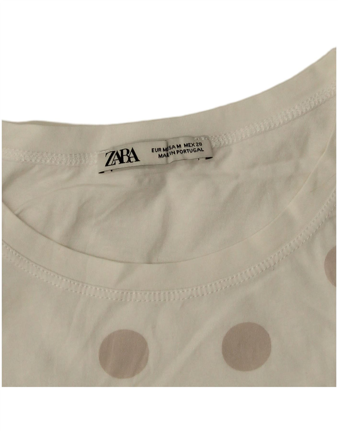 Zara Womens T-Shirt Top UK 14 Medium White Polka Dot