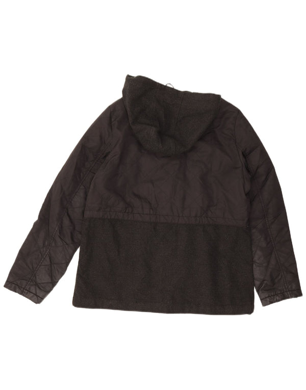 Topshop Womens Hooded Quilted Jacket UK 14 Large Black Polyester