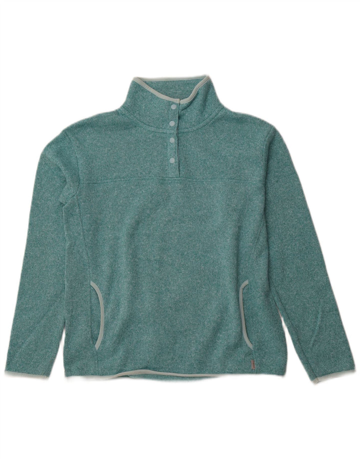 EDDIE BAUER Womens Button Neck Sweatshirt Jumper UK 14 Medium Turquoise