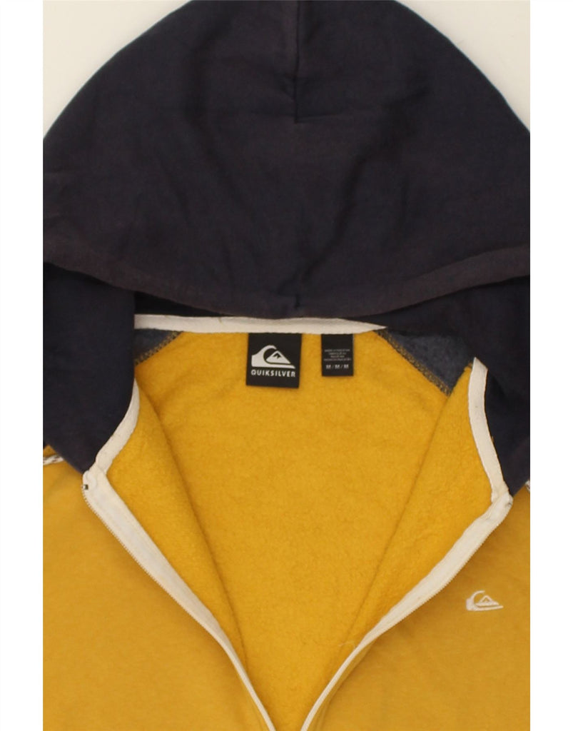 QUIKSILVER Mens Zip Hoodie Sweater Medium Yellow Colourblock Cotton | Vintage Quiksilver | Thrift | Second-Hand Quiksilver | Used Clothing | Messina Hembry 