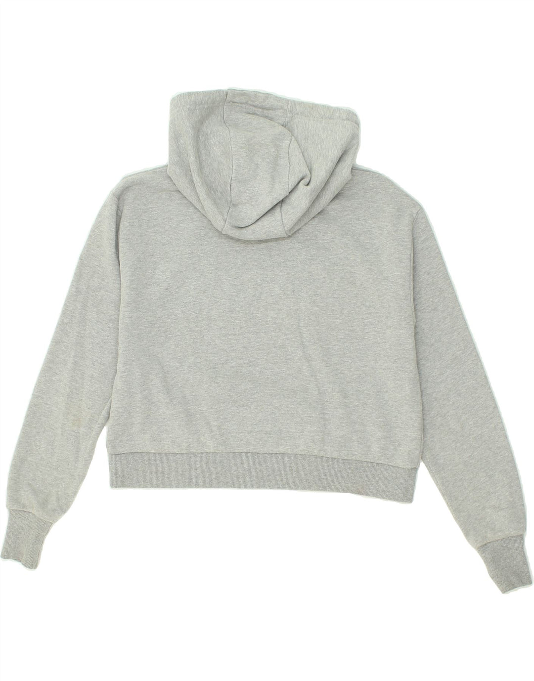 ELLESSE Womens Graphic Crop Hoodie Jumper UK 6 XS Grey Cotton | Vintage Ellesse | Thrift | Second-Hand Ellesse | Used Clothing | Messina Hembry 