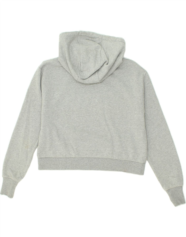 ELLESSE Womens Graphic Crop Hoodie Jumper UK 6 XS Grey Cotton | Vintage Ellesse | Thrift | Second-Hand Ellesse | Used Clothing | Messina Hembry 