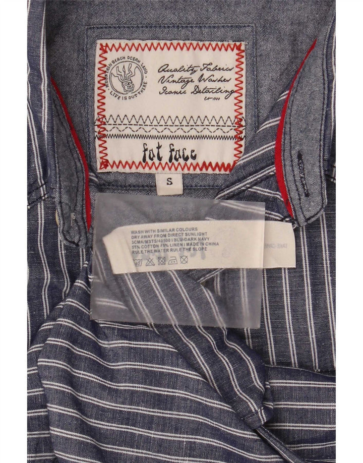 Fat Face Mens Short Sleeve Shirt Small Blue Striped Cotton