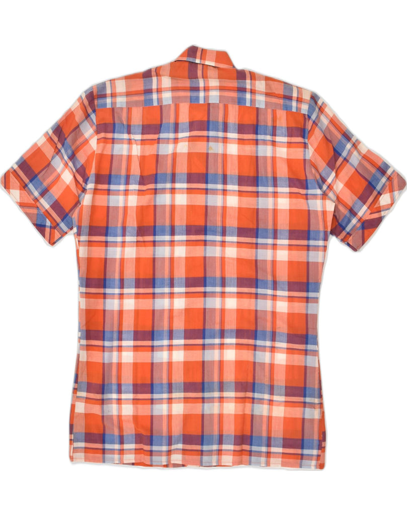 VINTAGE Mens Short Sleeve Shirt Medium Orange Check Cotton | Vintage Vintage | Thrift | Second-Hand Vintage | Used Clothing | Messina Hembry 