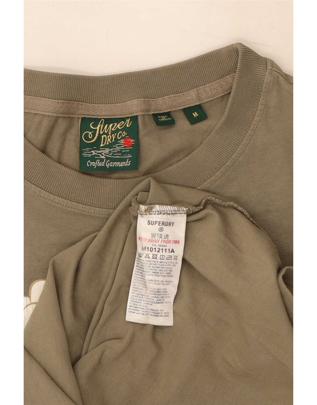 Superdry Mens Graphic T-Shirt Top Medium Khaki Cotton