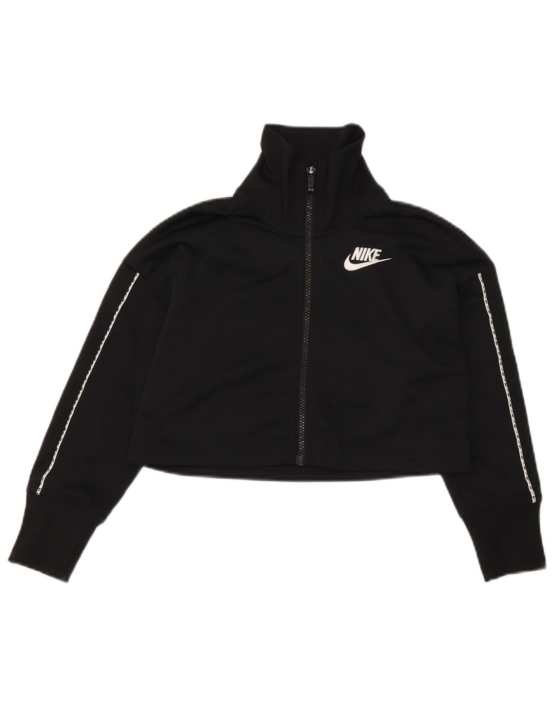 Nike Womens Crop Tracksuit Top Jacket UK 10 Small Black Polyester