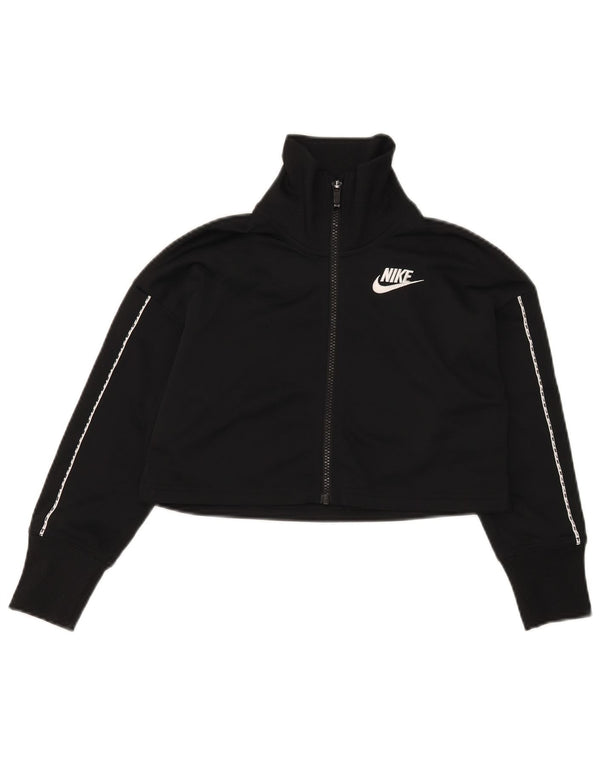 Nike Womens Crop Tracksuit Top Jacket UK 10 Small Black Polyester
