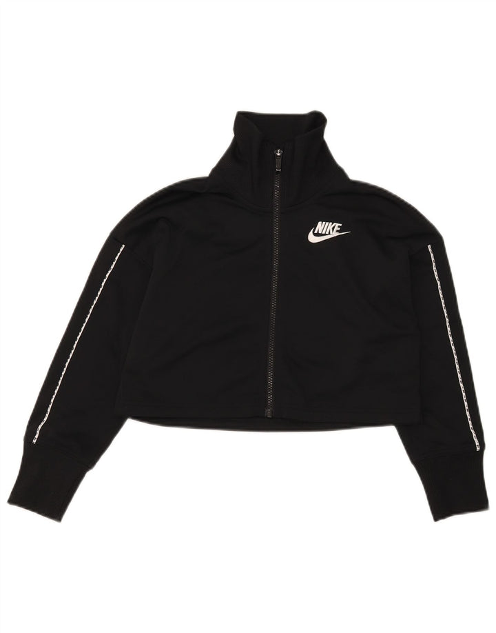 Nike Womens Crop Tracksuit Top Jacket UK 10 Small Black Polyester