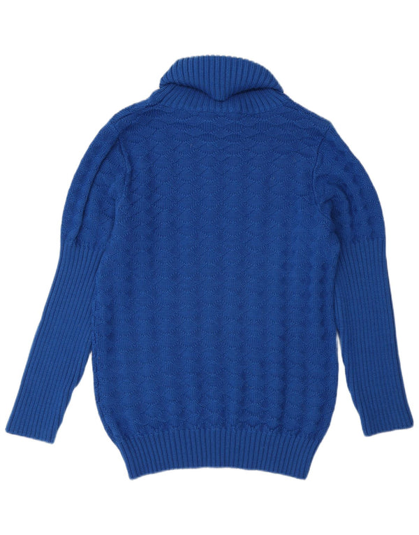 Vintage Womens Roll Neck Jumper Sweater UK 14 Medium Blue Wool