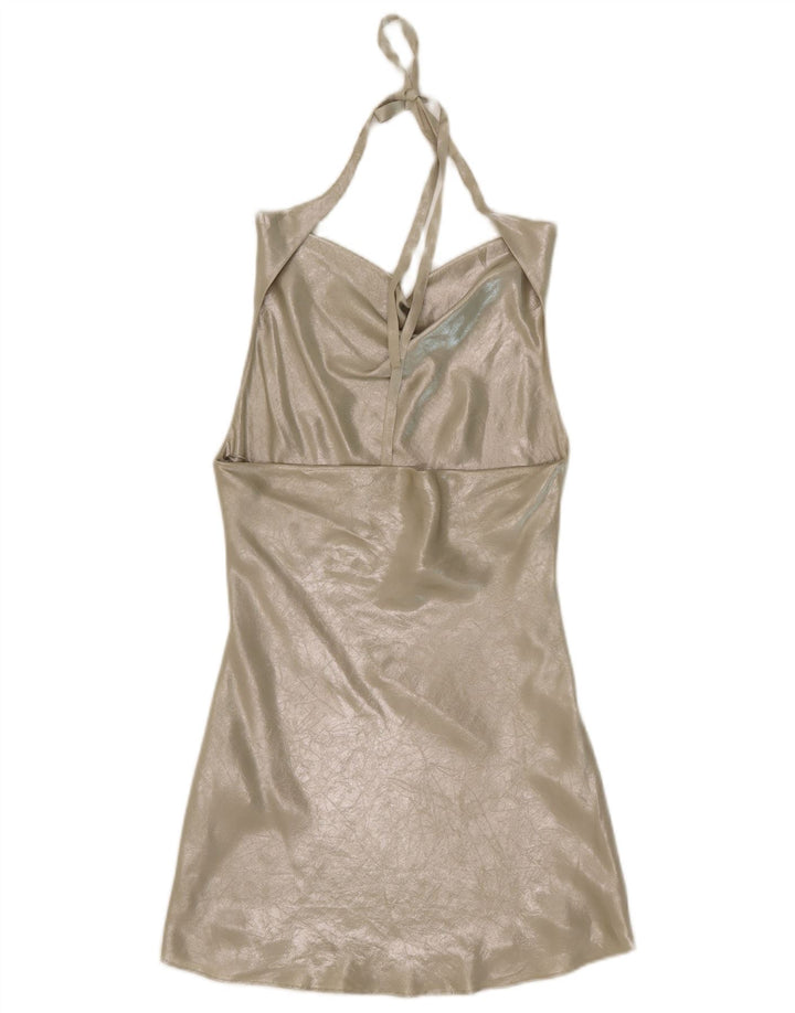Zara Womens Halter Dress UK 6 XS Silver Polyester