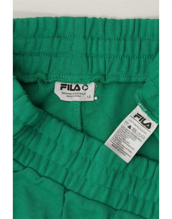 Fila Womens Sport Shorts UK 12 Medium  Green Cotton