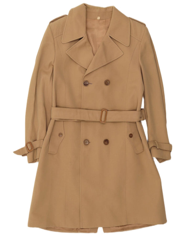 Vintage Womens Trench Coat IT 52 2XL Beige Wool