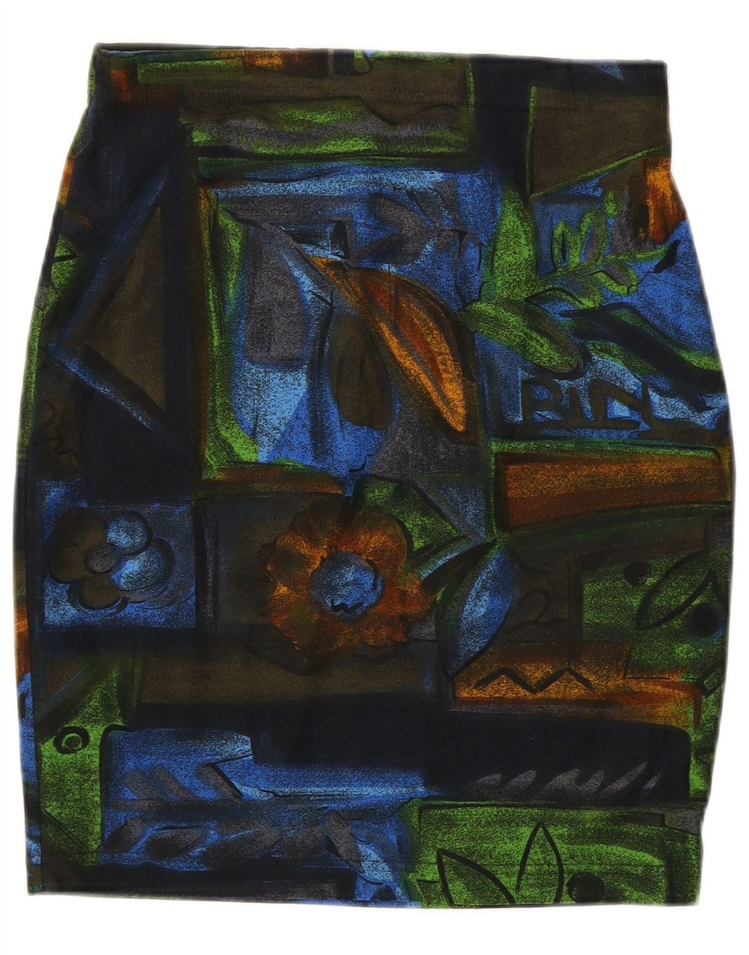 Vintage Womens Pencil Skirt W28 Medium Multicoloured Floral Polyester