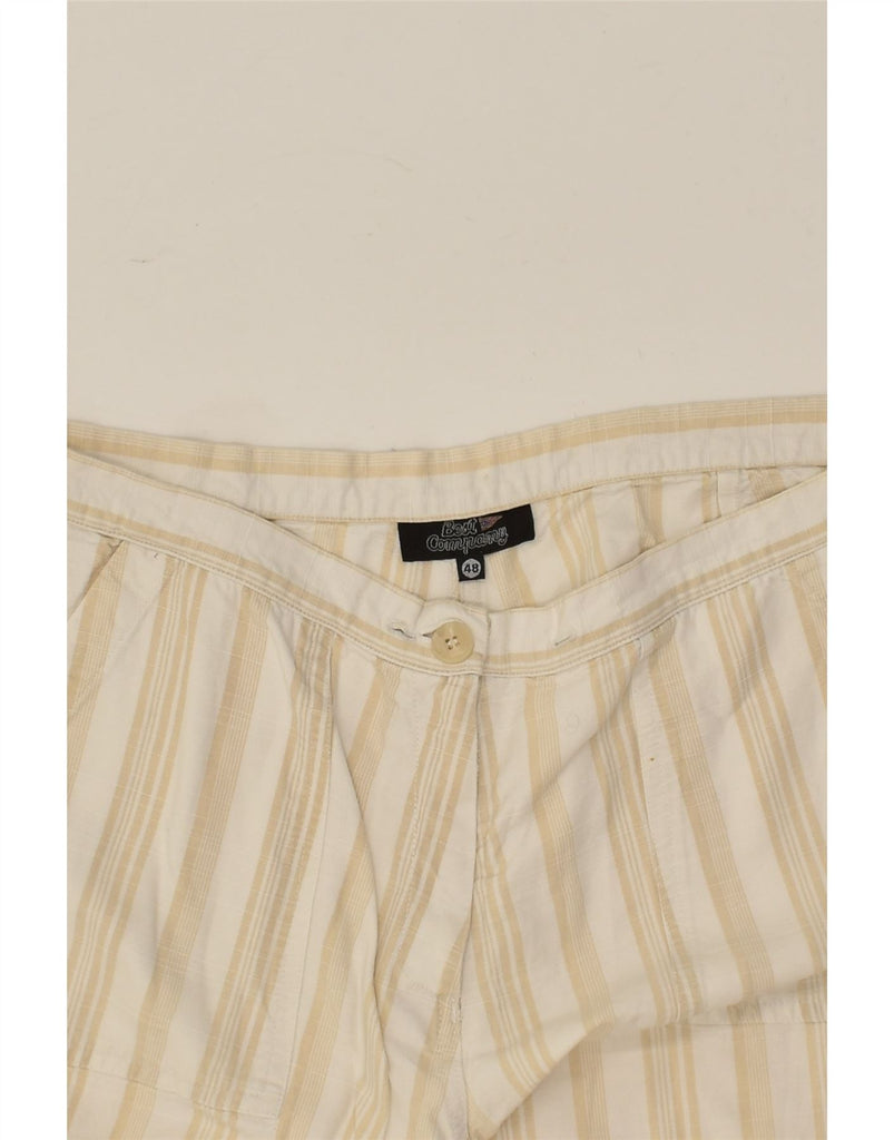 BEST COMPANY Womens Chino Shorts IT 48 XL W34 Beige Striped | Vintage Best Company | Thrift | Second-Hand Best Company | Used Clothing | Messina Hembry 