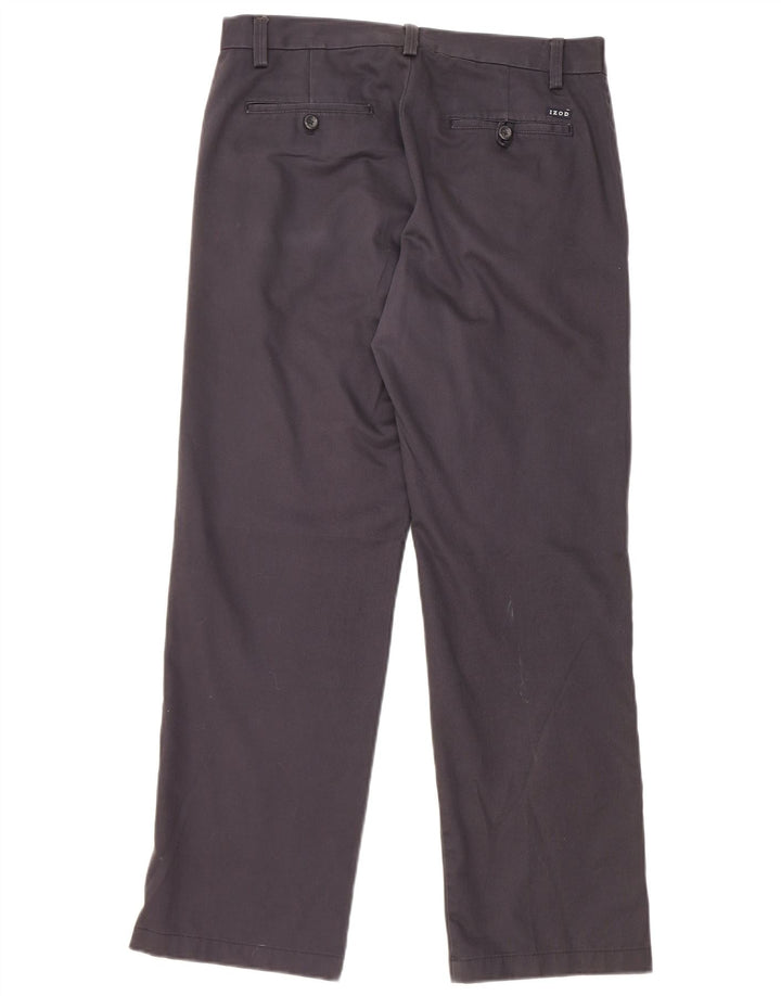 IZOD Mens Slim Fit Chino Trousers W30 L30 Navy Blue Cotton
