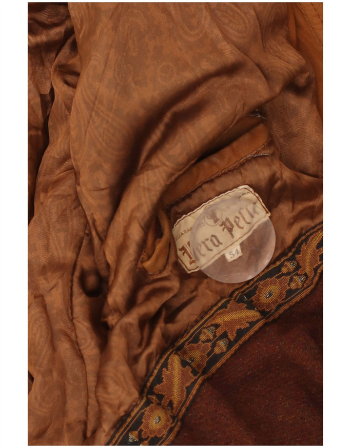 Vintage Mens Suede Jacket IT 54 2XL Brown Leather