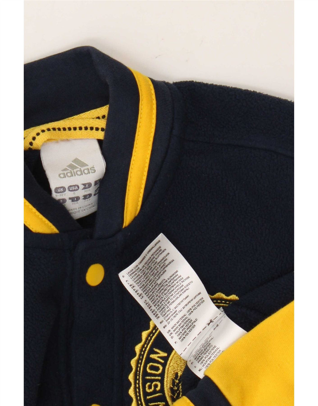 Adidas Boys Graphic Fleece Jacket 9-10 Years Navy Blue Colourblock