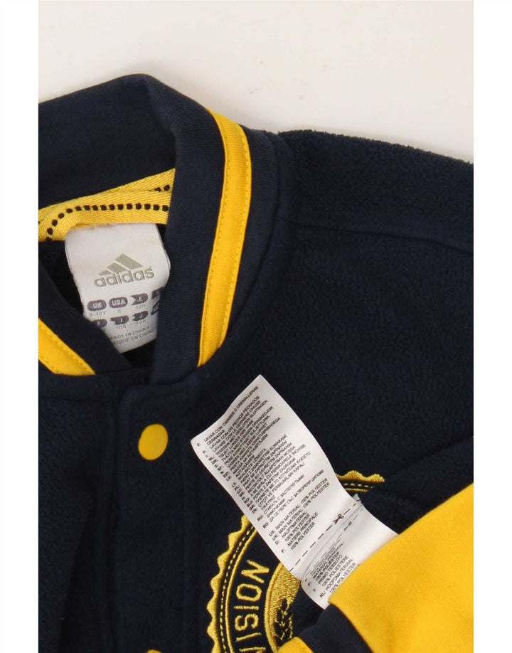 Adidas Boys Graphic Fleece Jacket 9-10 Years Navy Blue Colourblock
