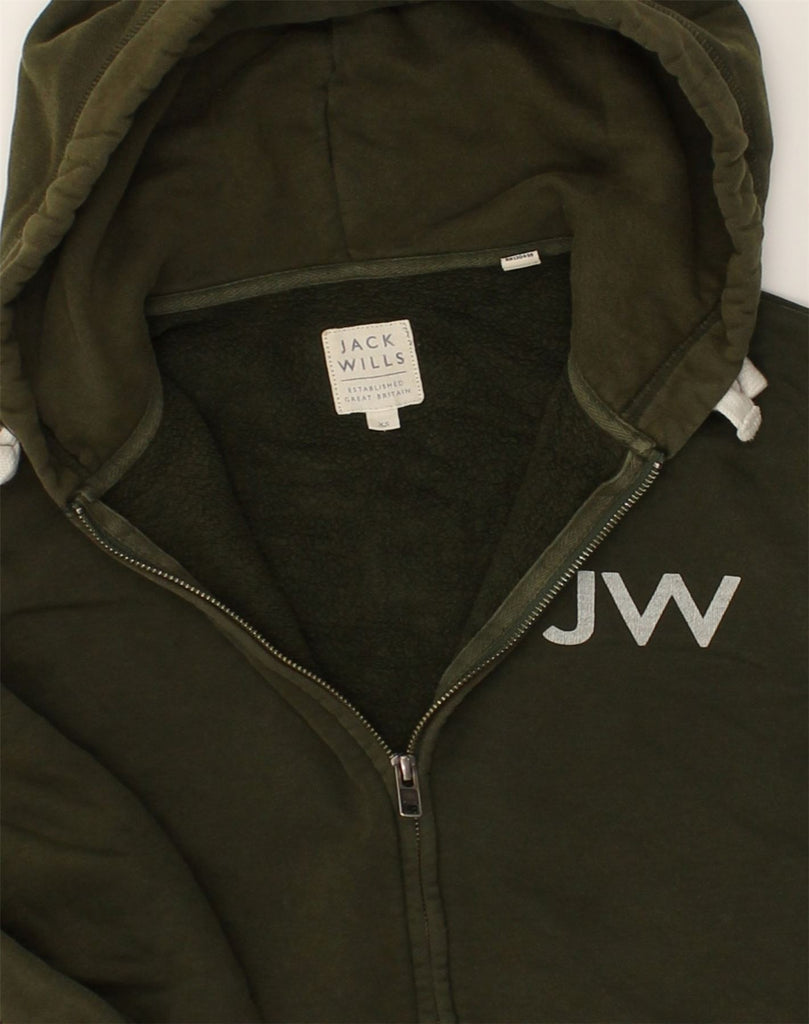 JACK WILLS Mens Graphic Zip Hoodie Sweater XS Khaki Cotton | Vintage Jack Wills | Thrift | Second-Hand Jack Wills | Used Clothing | Messina Hembry 