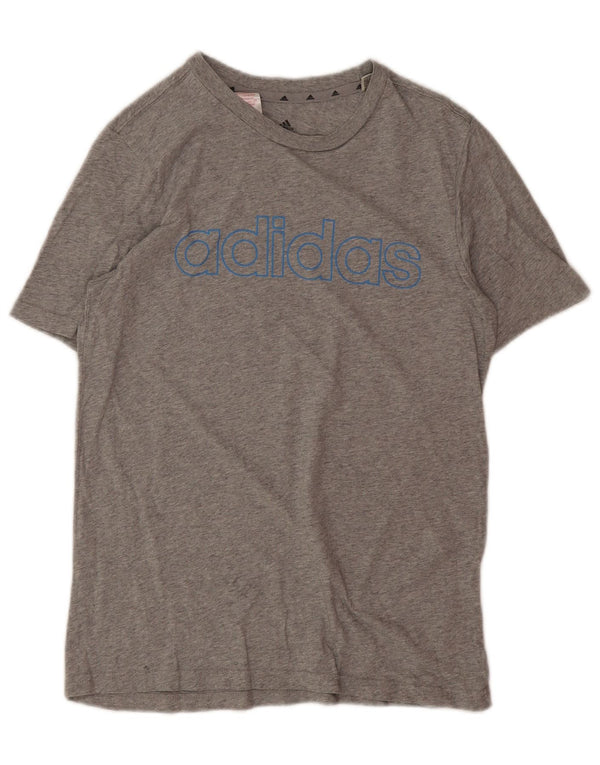 Adidas Boys Graphic T-Shirt Top 13-14 Years Grey Flecked Cotton