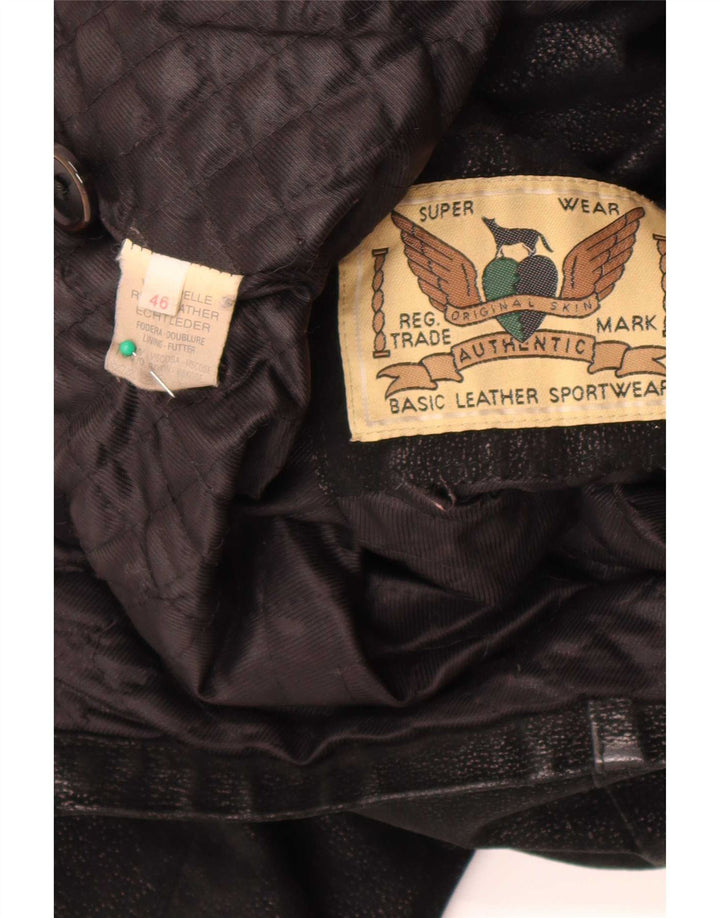 Vintage Womens Oversized Leather Jacket IT 46 Large Black