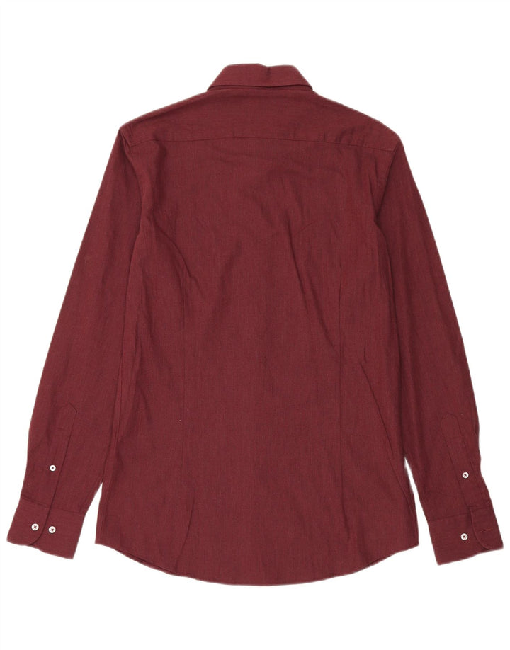 Massimo Dutti Mens Shirt Small Burgundy Cotton