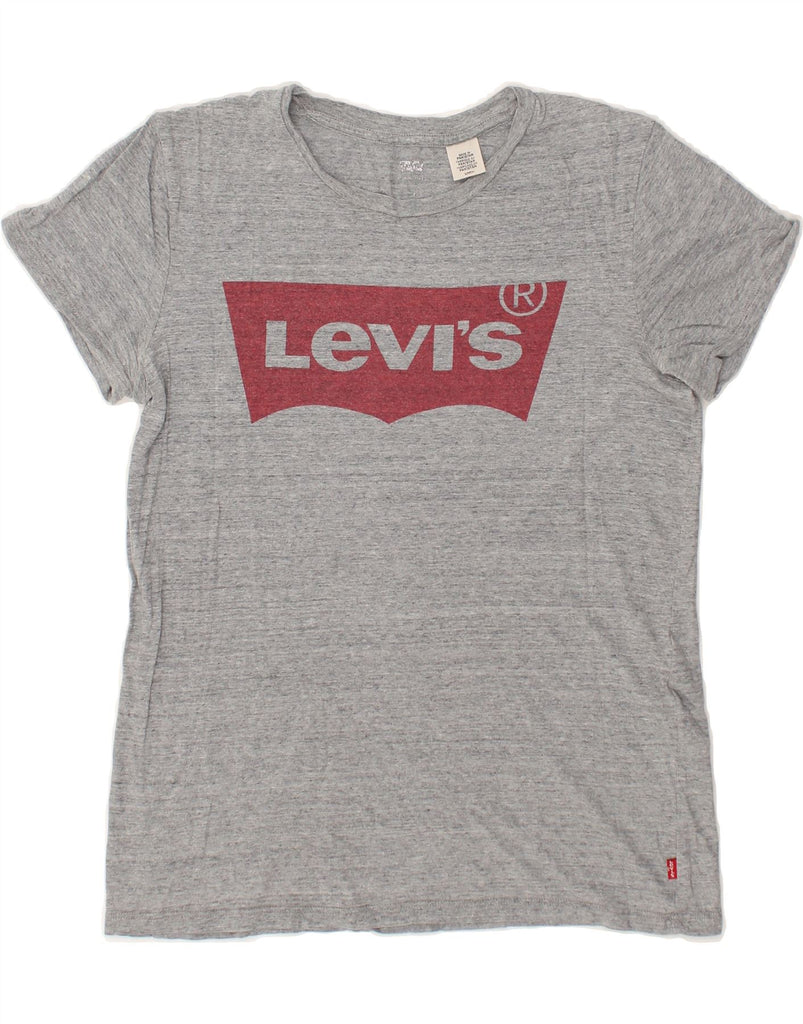 LEVI'S Womens Graphic T-Shirt Top UK 12 Medium Grey Cotton | Vintage Levi's | Thrift | Second-Hand Levi's | Used Clothing | Messina Hembry 