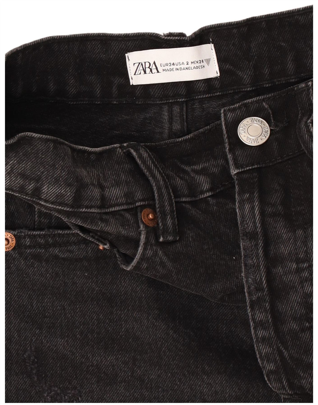 Zara Womens Denim Shorts EU 34 2XS W24 Black