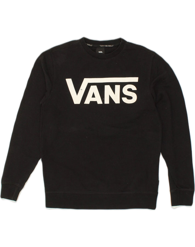 VANS Mens Graphic Sweatshirt Jumper Small Black Cotton | Vintage Vans | Thrift | Second-Hand Vans | Used Clothing | Messina Hembry 