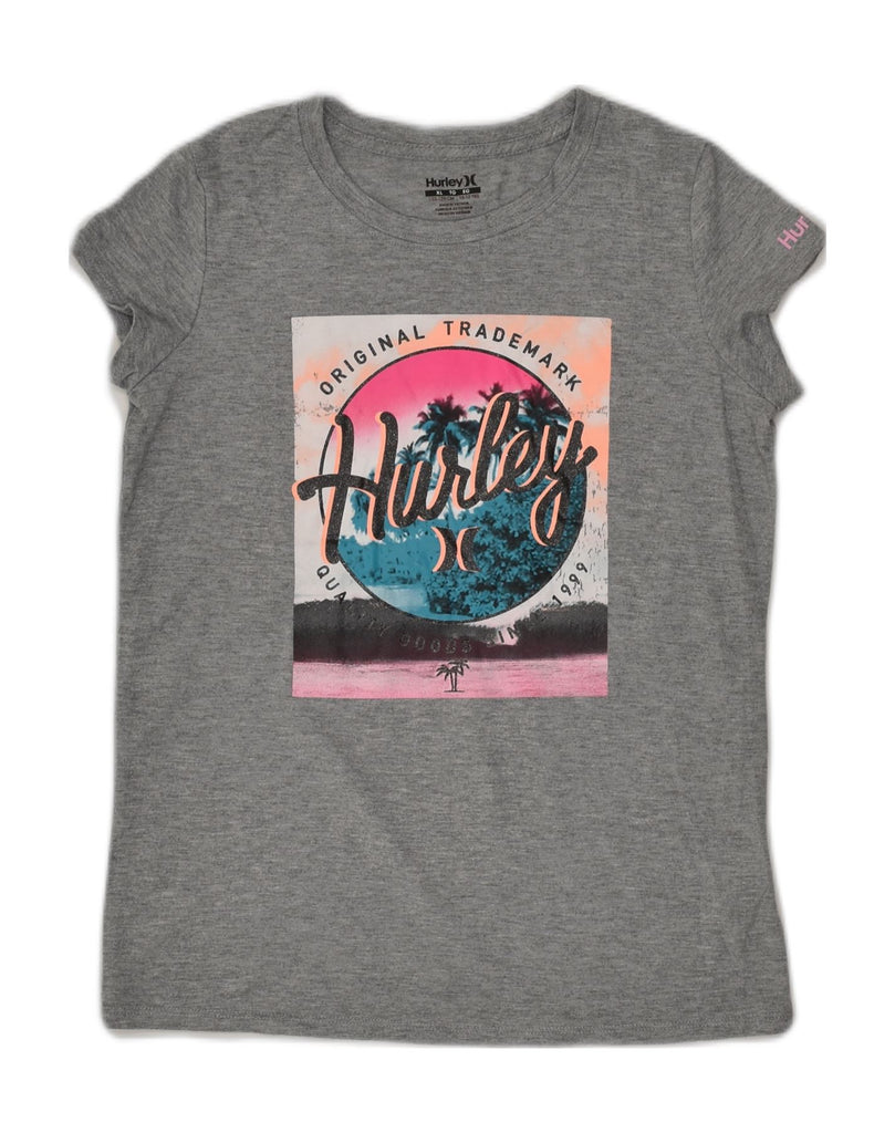 HURLEY Girls Graphic T-Shirt Top 13-14 Years Grey Polyester | Vintage Hurley | Thrift | Second-Hand Hurley | Used Clothing | Messina Hembry 