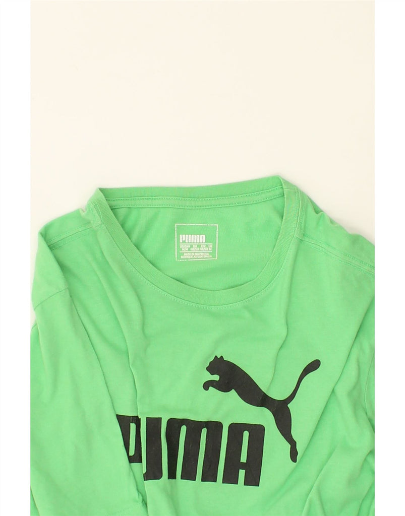 PUMA Mens Graphic T-Shirt Top Medium Green Cotton | Vintage Puma | Thrift | Second-Hand Puma | Used Clothing | Messina Hembry 